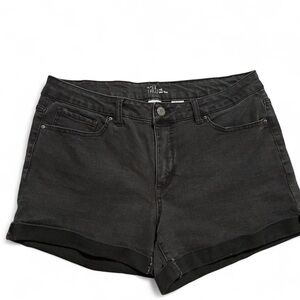 Time and Tru Black Denim Roll-Hem Shorts